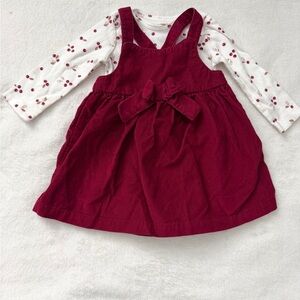 Carters Red Corduroy Dress with onesie
